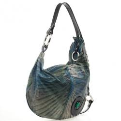 Pre Owned Fendi Blue Printed Wave Hobo