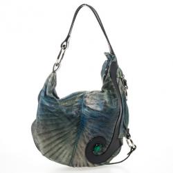 Pre Owned Fendi Blue Printed Wave Hobo