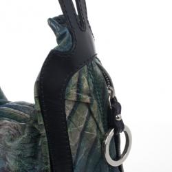 Pre Owned Fendi Blue Printed Wave Hobo