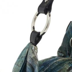 Pre Owned Fendi Blue Printed Wave Hobo