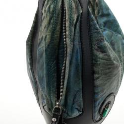 Pre Owned Fendi Blue Printed Wave Hobo