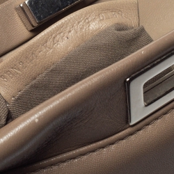 Pre Owned Fendi Beige Leather Mini Peekaboo Top Handle Bag