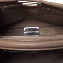 Pre Owned Fendi Beige Leather Mini Peekaboo Top Handle Bag
