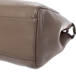 Pre Owned Fendi Beige Leather Mini Peekaboo Top Handle Bag