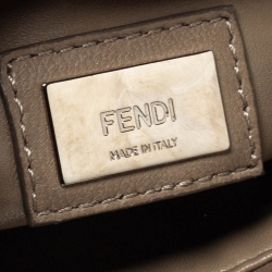 Pre Owned Fendi Beige Leather Mini Peekaboo Top Handle Bag