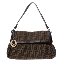 Pre Owned Fendi Tobacco Zucca Canvas and Leather Chef Shoulder Bag