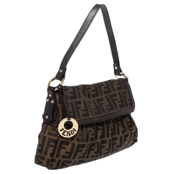 Pre Owned Fendi Tobacco Zucca Canvas and Leather Chef Shoulder Bag