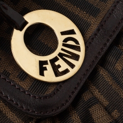 Pre Owned Fendi Tobacco Zucca Canvas and Leather Chef Shoulder Bag