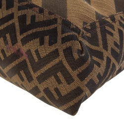 Fendi Tobacco Zucca Canvas and Leather Maxi Baguette Flap Shoulder Bag