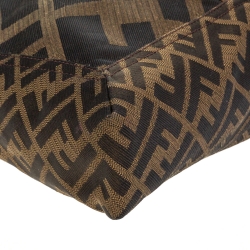Fendi Tobacco Zucca Canvas and Leather Maxi Baguette Flap Shoulder Bag
