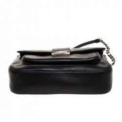 Pre Owned Fendi Black Leather Flap Shoulder Bag