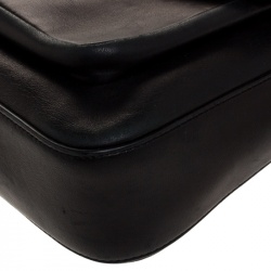 Pre Owned Fendi Black Leather Flap Shoulder Bag