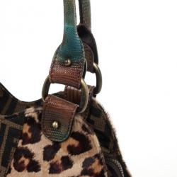 Pre Owned Fendi Pony Hair Leopard Devil Trapezio Large Hobo