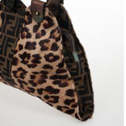 Pre Owned Fendi Pony Hair Leopard Devil Trapezio Large Hobo