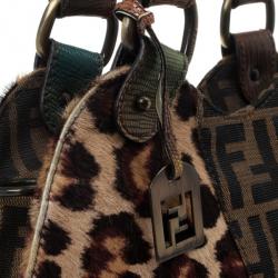 Pre Owned Fendi Pony Hair Leopard Devil Trapezio Large Hobo