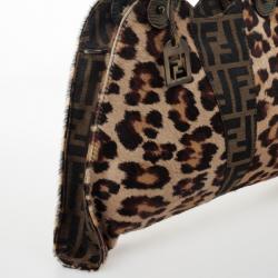 Pre Owned Fendi Pony Hair Leopard Devil Trapezio Large Hobo
