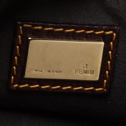 Pre Owned Fendi Brown/Beige Zucchino Coated Canvas and Leather Pochette Bag