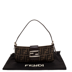 Pre Owned Fendi Tobacco Zucca Canvas and Leather Flap Pochette Bag