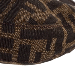 Pre Owned Fendi Tobacco Zucca Canvas and Leather Mini Croissant Pochette