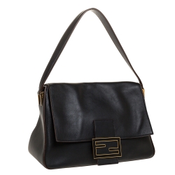 مملوكة مسبقًا Fendi Black Leather Mama Forever Shoulder Bag