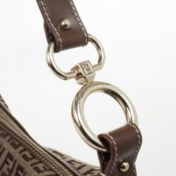 Pre Owned Fendi Zucchino Canvas Front Pocket Hobo Bag