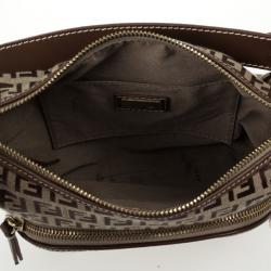 Pre Owned Fendi Zucchino Canvas Front Pocket Hobo Bag