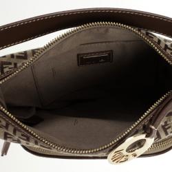 Pre Owned Fendi Zucchino Canvas Front Pocket Hobo Bag