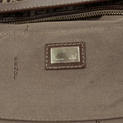 Pre Owned Fendi Zucchino Canvas Front Pocket Hobo Bag
