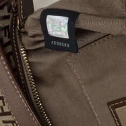 Pre Owned Fendi Zucchino Canvas Front Pocket Hobo Bag