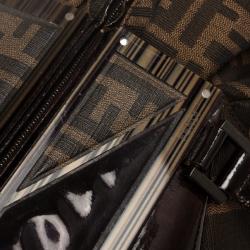 Pre Owned Fendi Tobacco Zucca Canvas and Patent Satchel