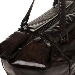 Pre Owned Fendi Tobacco Zucca Canvas and Patent Satchel