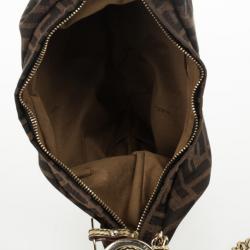 Pre Owned Fendi Tobacco/Gold Zucca Canvas and Leather Chef Chain Link Hobo