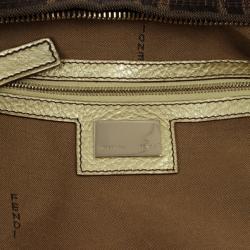 Pre Owned Fendi Tobacco/Gold Zucca Canvas and Leather Chef Chain Link Hobo