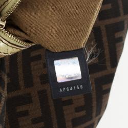 Pre Owned Fendi Tobacco/Gold Zucca Canvas and Leather Chef Chain Link Hobo