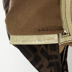 Pre Owned Fendi Tobacco/Gold Zucca Canvas and Leather Chef Chain Link Hobo