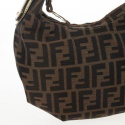 Pre Owned Fendi Tobacco/Gold Zucca Canvas and Leather Chef Chain Link Hobo