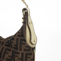 Pre Owned Fendi Tobacco/Gold Zucca Canvas and Leather Chef Chain Link Hobo