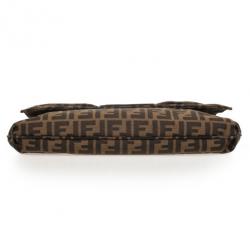 Pre Owned Fendi Brown Zucca 'New Forever' Flap Shoulder Bag