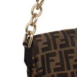 Pre Owned Fendi Brown Zucca 'New Forever' Flap Shoulder Bag