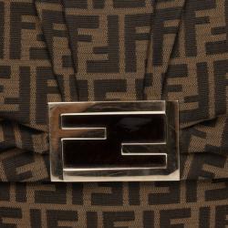 Pre Owned Fendi Brown Zucca 'New Forever' Flap Shoulder Bag