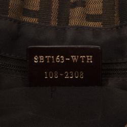 Pre Owned Fendi Brown Zucca 'New Forever' Flap Shoulder Bag