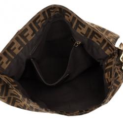 Pre Owned Fendi Brown Zucca 'New Forever' Flap Shoulder Bag