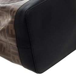 Pre Owned Fendi Brown/Black Zucca Coated Canvas and Leather Mon Tresor Bucket Bag