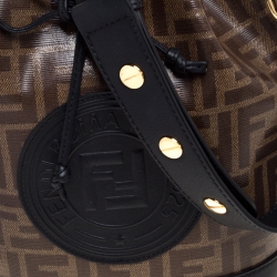 Pre Owned Fendi Brown/Black Zucca Coated Canvas and Leather Mon Tresor Bucket Bag