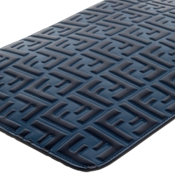 Pre Owned Fendi Navy Blue Zucca Embossed Leather Pouch