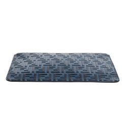 Pre Owned Fendi Navy Blue Zucca Embossed Leather Pouch