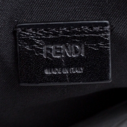 Pre Owned Fendi Navy Blue Zucca Embossed Leather Pouch