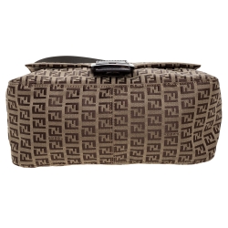Pre Owned Fendi Brown Zucca Big Mamma Flap Bag