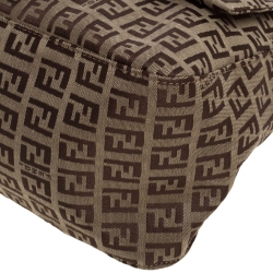 Pre Owned Fendi Brown Zucca Big Mamma Flap Bag