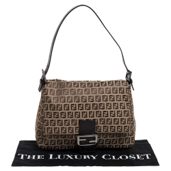 Pre Owned Fendi Brown Zucca Big Mamma Flap Bag